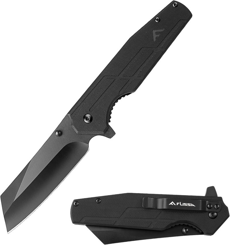 FLISSA Pocket Knife, 3.5" Folding Stonewash Blade Tactical Knife, G10 Handle, for Outdoor, Survival, Hunting and Camping, Great Gifts for Dad - Image 1